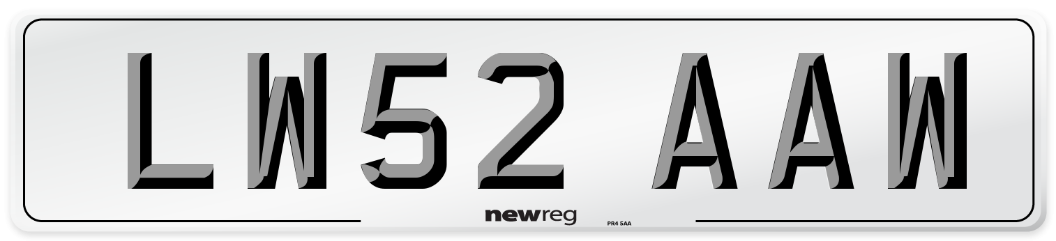 LW52 AAW Number Plate from New Reg